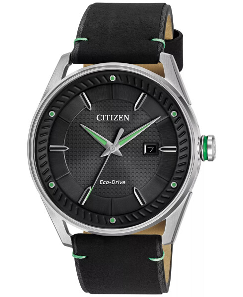 Citizen Eco-Drive Erkaklar uchun Qora Charmli Qo'l Soati 42mm BM6980-08E Qora - 1