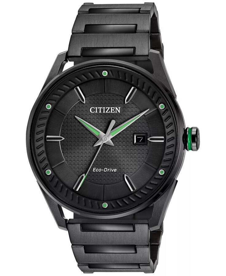 Citizen Eco-Drive Erkaklar uchun Qora Ion qoplamali Zanglamaydigan po'lat bilaguzuk soati 42mm BM6985-55E Qora - 1