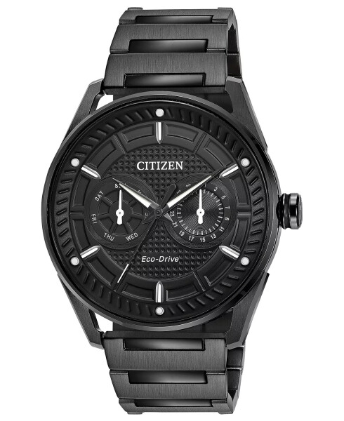 Citizen Eco-Drive Erkaklar uchun qora zanglamaydigan po'lat bilaguzuk soati 42mm qora - 1