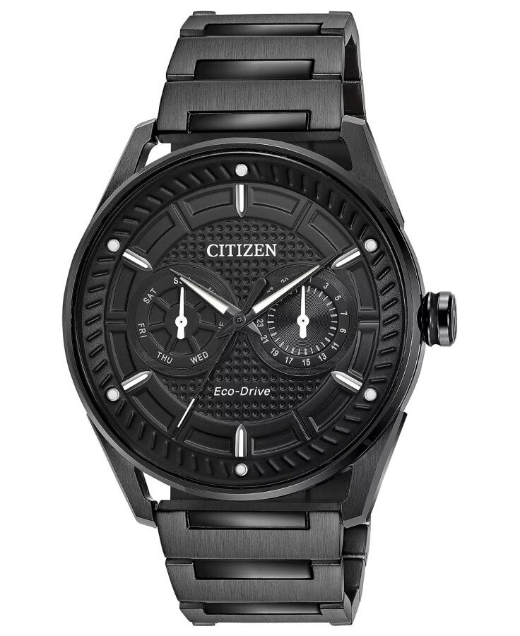 Citizen Eco-Drive Erkaklar uchun qora zanglamaydigan po'lat bilaguzuk soati 42mm qora - 1