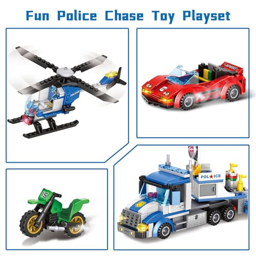 City Police Truck and Trailer Building Sets, Compatible with Lego Police Car with Tow Truck, Helicopter, Car, Motorcycle, Police Chase Building Blocks Toy Set Gift for Boys Aged 6-12, 509 PCS - 39