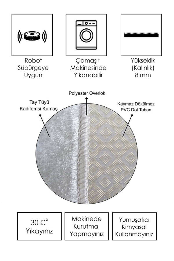 Çizgili Desen Dijital Baskı Yıkanabilir Kaymaz Taban Salon Mutfak Balkon Halısı Yolluk - 4