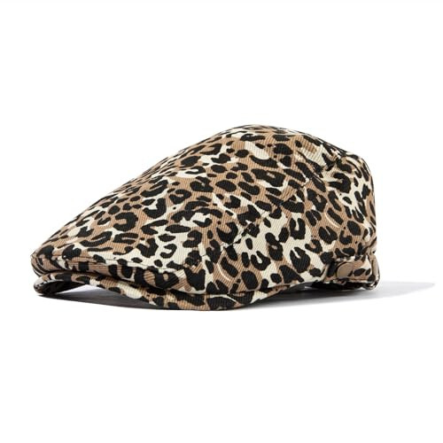 CLAPE Leopard Print Ivy Hat Newsboy Flat Cap for Lady Gatsby Hat Beret Cap Duckbill Driving Hat - 1