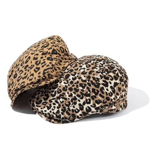 CLAPE Leopard Print Ivy Hat Newsboy Flat Cap for Lady Gatsby Hat Beret Cap Duckbill Driving Hat - 2