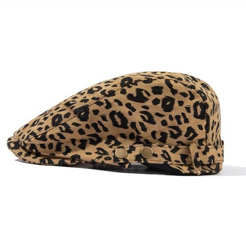 CLAPE Leopard Print Ivy Hat Newsboy Flat Cap for Lady Gatsby Hat Beret Cap Duckbill Driving Hat - 3