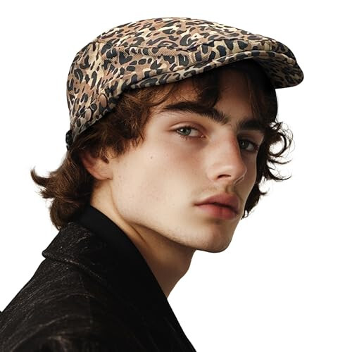 CLAPE Leopard Print Ivy Hat Newsboy Flat Cap for Lady Gatsby Hat Beret Cap Duckbill Driving Hat - 6