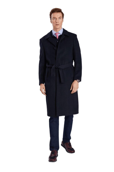 Classic belted, baby collar, cashmere men's coat. - 1