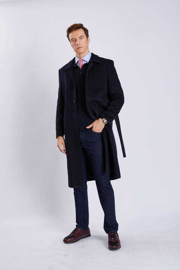 Classic belted, baby collar, cashmere men's coat. - 2