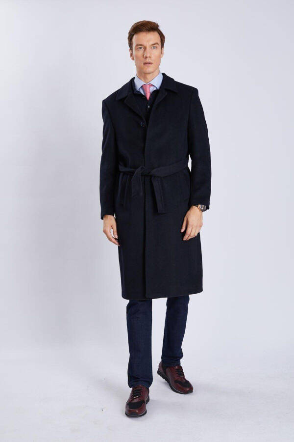 Classic belted, baby collar, cashmere men's coat. - 4