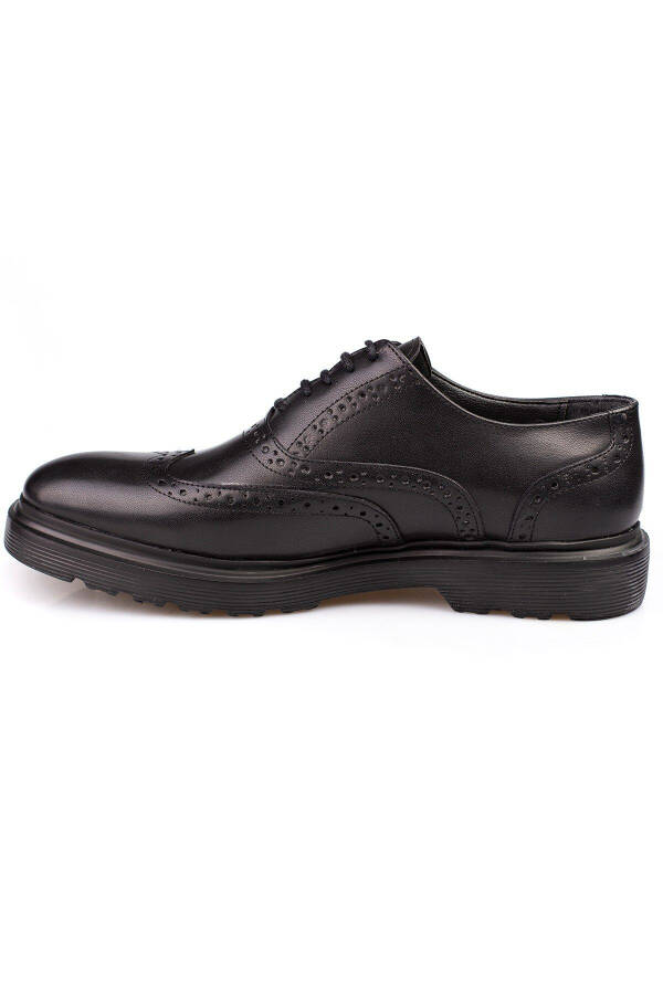 Classic Black Leather and Suede Shoes with Thick Sole, Suitable for Suits and Wedding Attire - 5