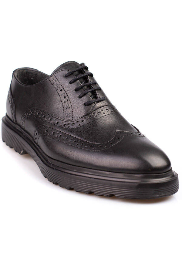 Classic Black Leather and Suede Shoes with Thick Sole, Suitable for Suits and Wedding Attire - 6