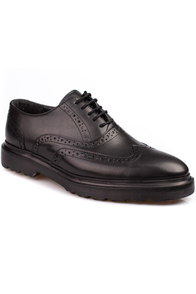 Classic Black Leather and Suede Shoes with Thick Sole, Suitable for Suits and Wedding Attire - 7