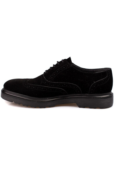 Classic Black Leather and Suede Shoes with Thick Sole, Suitable for Wedding Suits and Suits - 4