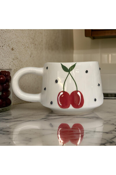 Classic Cherry Ceramic Cup Mug Double Coffee Cup - 18