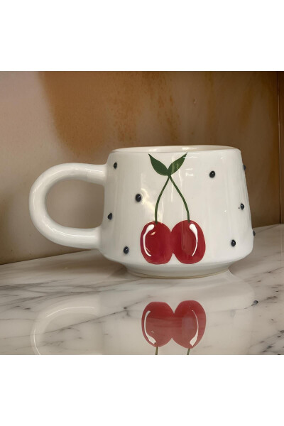 Classic Cherry Ceramic Cup Mug Double Coffee Cup - 19