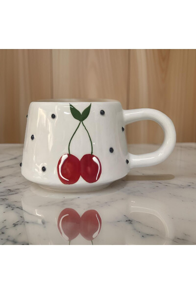 Classic Cherry Ceramic Cup Mug Double Coffee Cup - 24