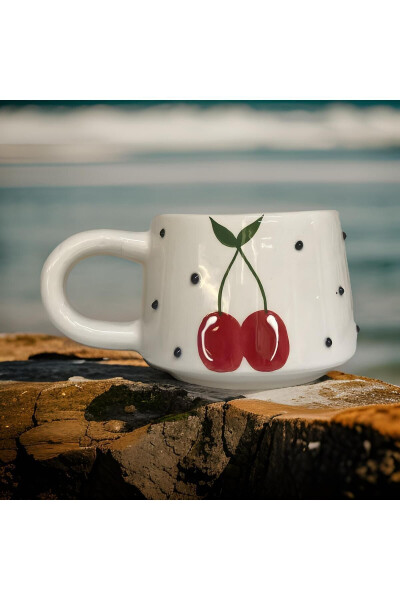 Classic Cherry Ceramic Cup Mug Double Coffee Cup - 9