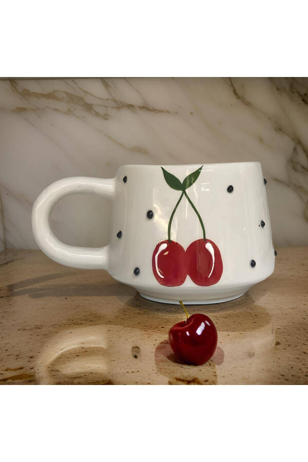 Classic Cherry Ceramic Cup Mug Double Coffee Cup - 14