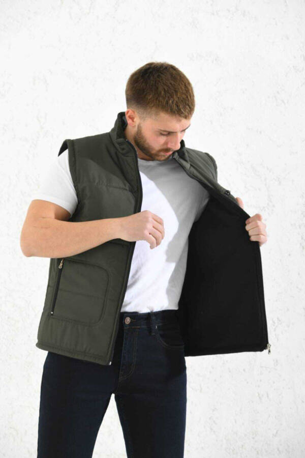 Classic Cut Quilted Puffer Vest with Fleece Lining for Dad - 3