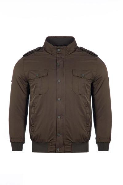 Classic Fit Stand Collar Pocket Detail Jacket - 6