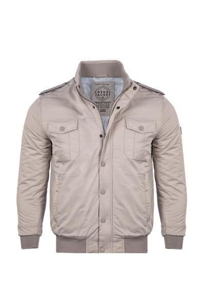 Classic Fit Stand Collar Pocket Detail Jacket - 8