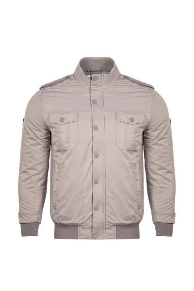 Classic Fit Stand Collar Pocket Detail Jacket - 9