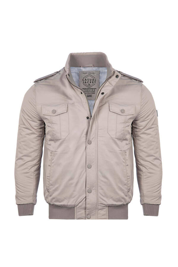 Classic Fit Stand Collar Pocket Detail Jacket - 4