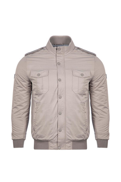 Classic Fit Stand Collar Pocket Detail Jacket - 5