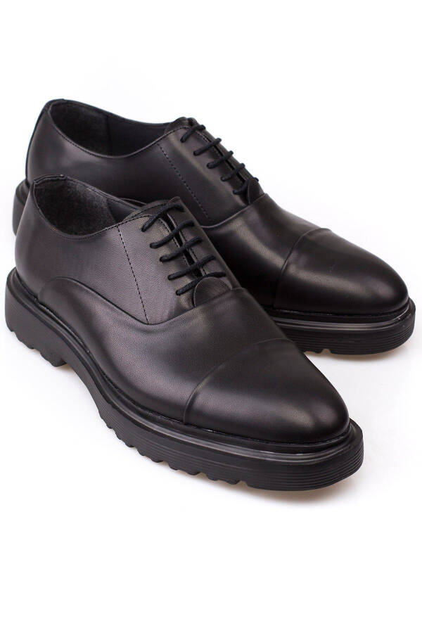 Classic Men's Shoes with High Sole, Suitable for Groom and Suit, Patent and Matte Black - 3