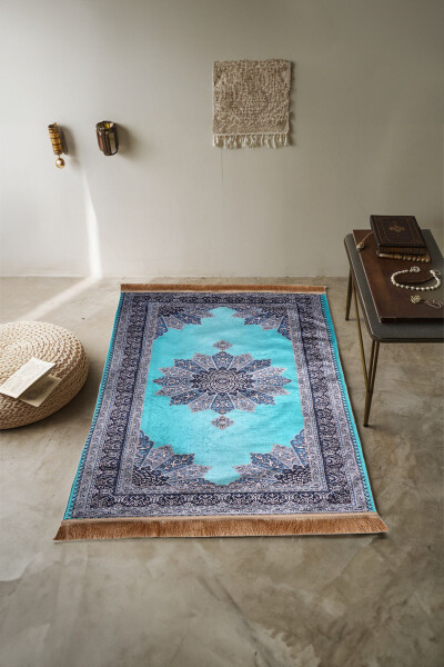 Classic patterned digitally printed prayer rug. - 1