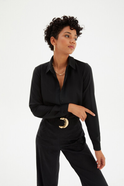 Classic Plain Shirt - Black - 15