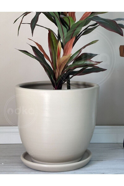 Classic Pot with Tray 30cmx28cm Stone - 3