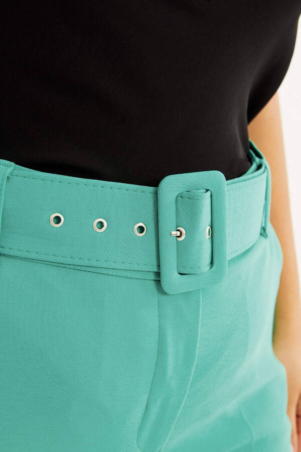 Classic Trousers with Belt and Pocket Details - 3