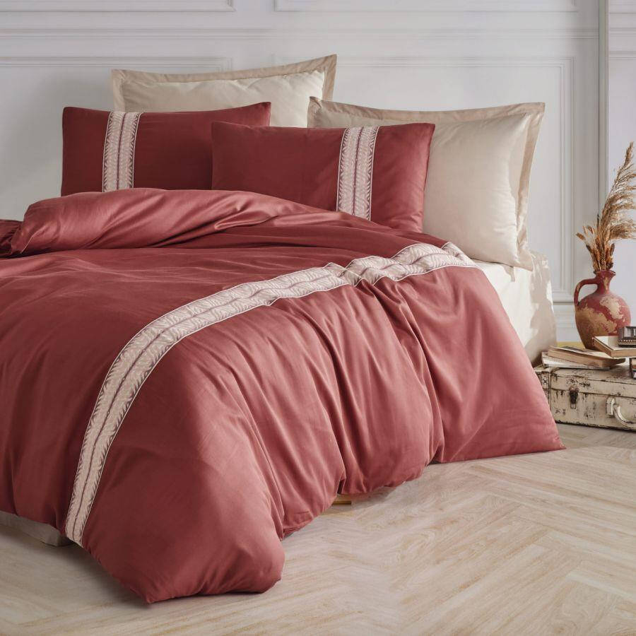 Clasy Borderline Double Person Ranforce Duvet Set Olerin V2 Tile - 1