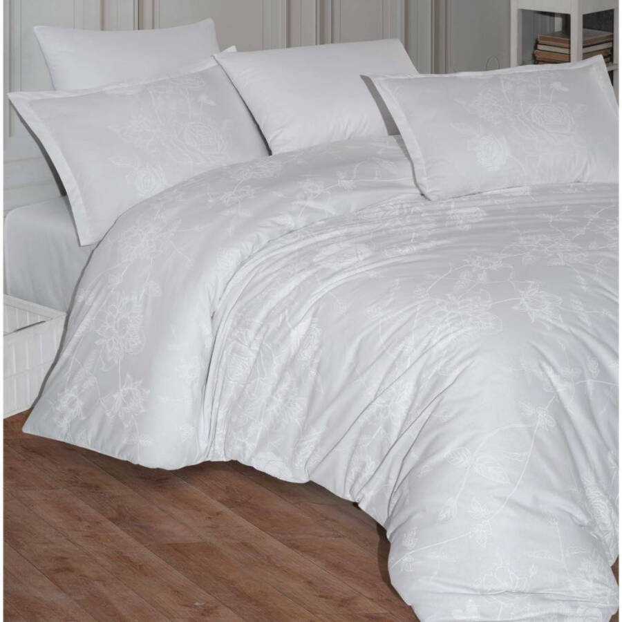 Clasy Ranforce Duvet Cover Set Double Arnor v1 White - 9