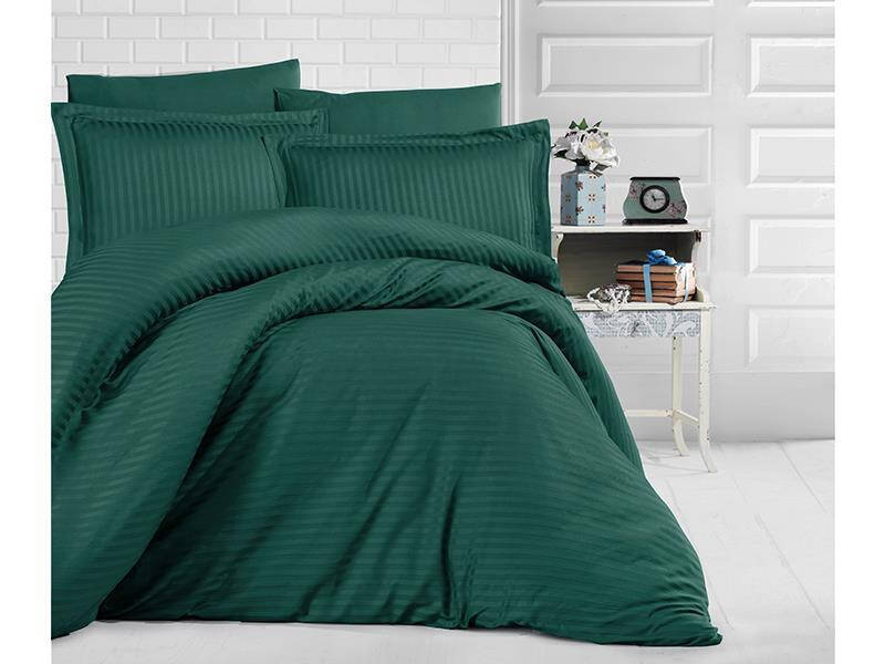 Clasy Striped Single Satin Duvet Set Petrol - 3