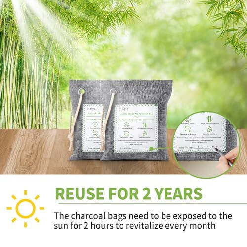 CLEVAST 4 Pack Bamboo Charcoal Air Purifying Bags (Large, 4x200g) Activated Natural Home Odor Absorber, Deodorizer and Moisture Eliminator, Purifier for Closet, Shoe, Car Air freshener, Pet Safe - 1