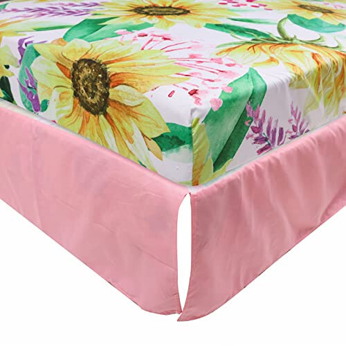 Cloele Crib Bedding Set for Baby Girls - 3 Piece Elephant Baby Bedding Set includes Pink Crib Skirt Crib Quilt Fitted Sheet - Sunflower Soft Nursery Comforter Bedding Set for Girls - 28