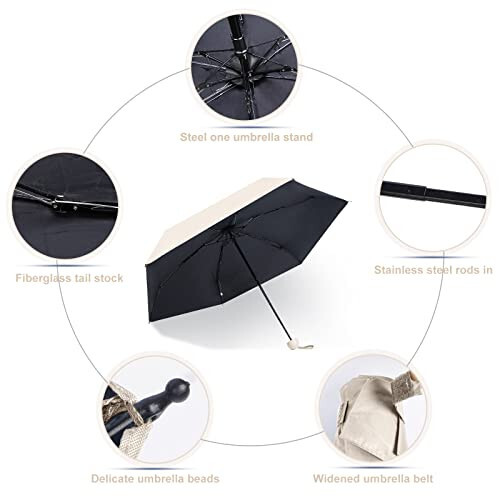 Cloudia Small Mini Umbrella with Case Light Compact Design Perfect for Travel Lightweight Portable Outdoor Sun and Rain Fashion Umbrellas Perfect Fit - 40