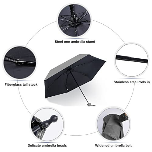 Cloudia Small Mini Umbrella with Case Light Compact Design Perfect for Travel Lightweight Portable Outdoor Sun and Rain Fashion Umbrellas Perfect Fit - 33