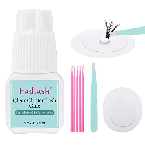 Cluster Lash Glue Individual Lash Glue 3-5S for Beginners 7-15 Days Long Lasting Clear Eyelash Glue DIY Eyelash Extension Glue Waterproof Lash Extension Glue for Self Application 5ml - 1