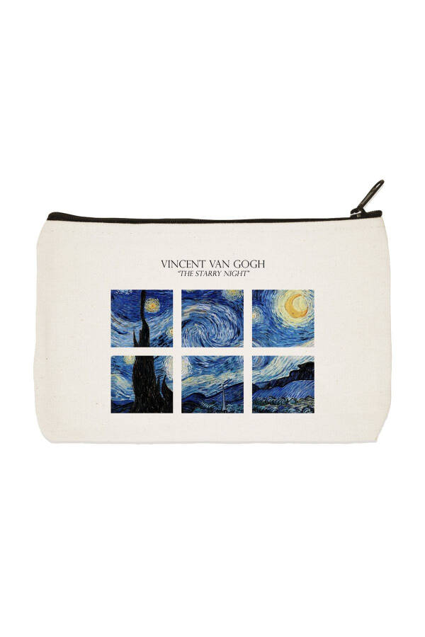 Clutch Van Gogh Starry Night 3 Printed Canvas Makeup Bag, Pencil Case, Handbag - 1