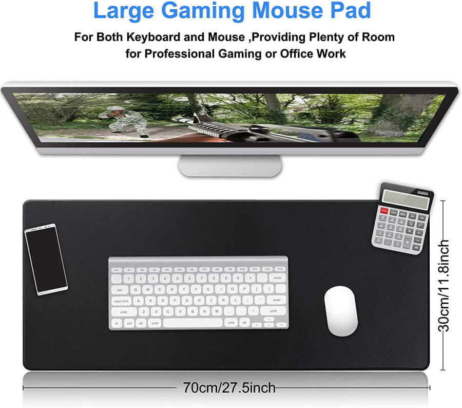 Cmhoo Oyun Mouse Pad'i, 27.5x11.8 boyutunda, 0.12 inç kalınlığında, oyun, ofis ve ev için dikişli kenarlı, premium dokulu kaymaz ve su geçirmez bilgisayar mouse pad'i. 70x30 Siyah01 - 5