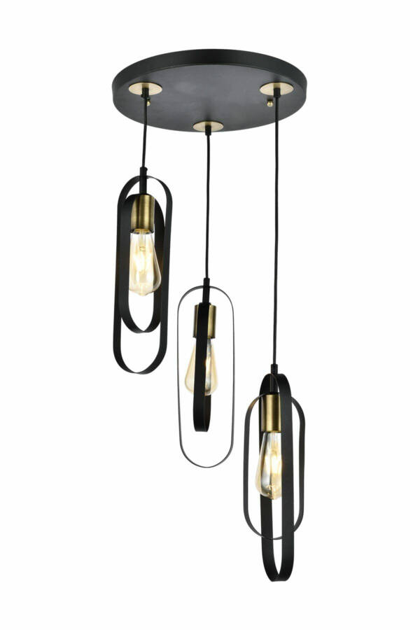 Cocoon 3-Piece Round Black Modern Youth Room Kitchen Retro Living Room Pendant Chandelier - 11