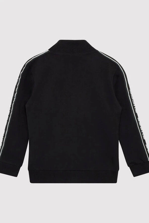 Çocuk Şerit Logolu Siyah Sweatshirt - 2