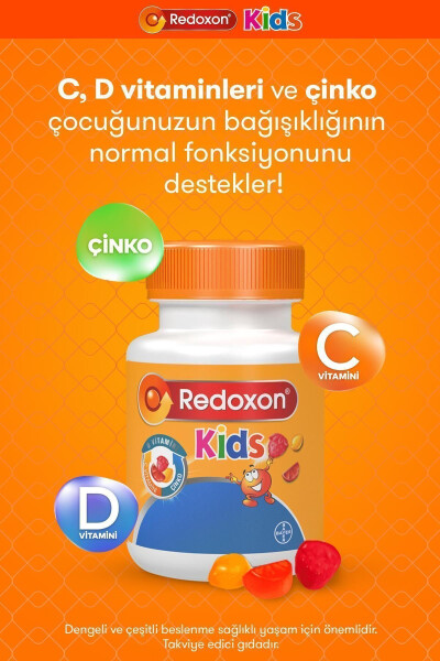 Çocuklar İçin 60 Adet Çiğnenebilir Gummy C Vitamini, D Vitamini ve Çinko Takviyesi - 11