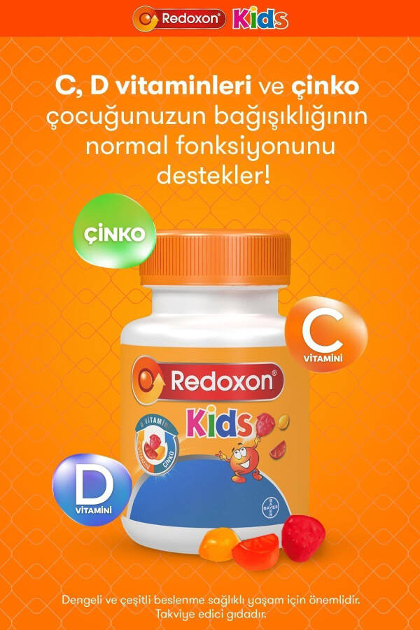 Çocuklar İçin 60 Adet Çiğnenebilir Gummy C Vitamini, D Vitamini ve Çinko Takviyesi - 19