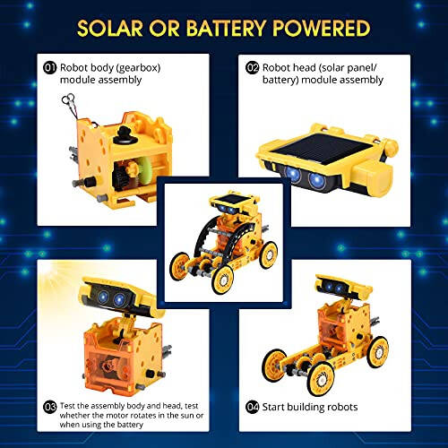 Çocuklar için 8-12 Yaş Solar Robot Seti, STEM Yapı Oyuncakları, 12'si 1 Arada Güneş Paneli ve Pil Gücüyle Kendi Robotunuzu Yapın, Bilim Mühendisliği Noel Doğum Günü Fikir Hediyeleri 8 9 10 11 12 Yaş Erkek Çocuklar İçin - 9