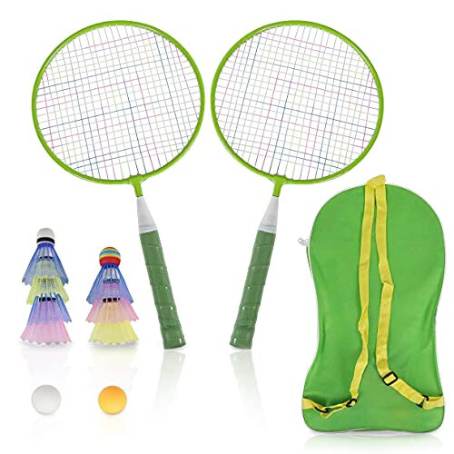 Çocuklar için Badminton Raquetleri, Hafif Badminton Raquet Oyun Seti, Çıtçıtlar, Masa Tenisi Topları ve Açık Kapalı Spor İçin Taşıma Çantası - 1