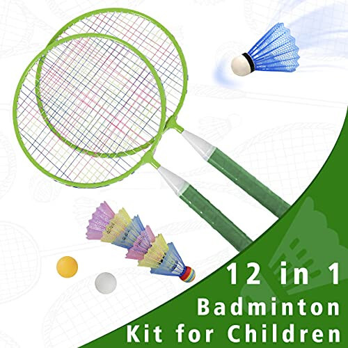 Çocuklar için Badminton Raquetleri, Hafif Badminton Raquet Oyun Seti, Çıtçıtlar, Masa Tenisi Topları ve Açık Kapalı Spor İçin Taşıma Çantası - 5